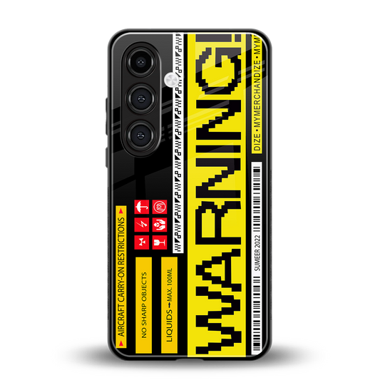 warning back phone cover | glass case for samsung galaxy s23