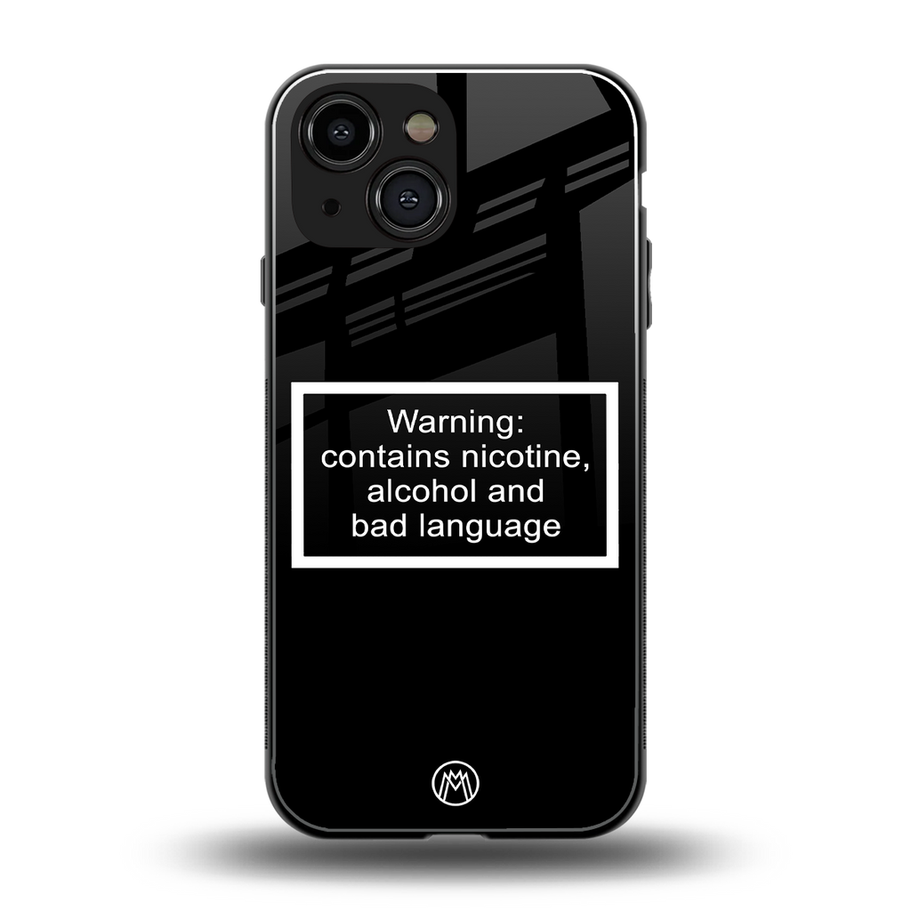 warning sign black edition back phone cover | glass case for iphone 13 mini