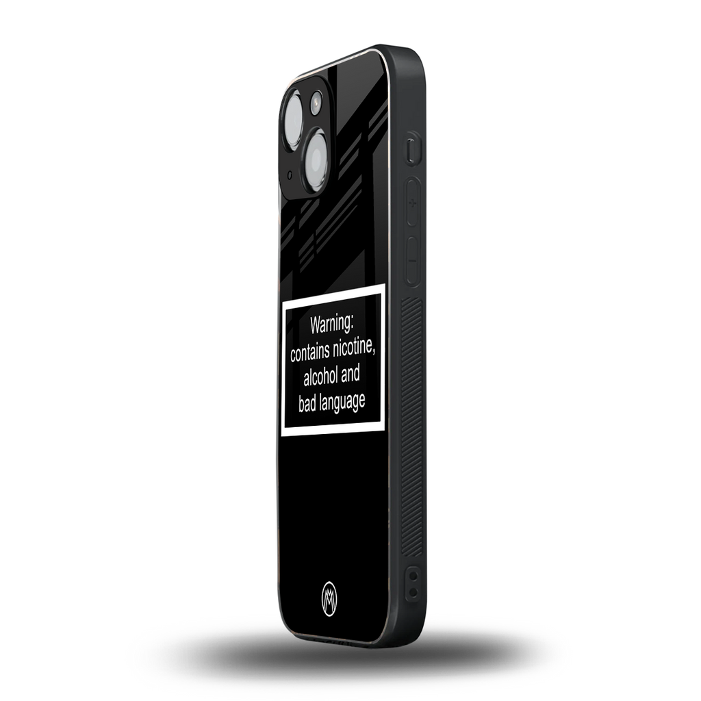 warning sign black edition back phone cover | glass case for iphone 13 mini