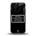 warning sign black edition back phone cover | glass case for iphone 15 plus
