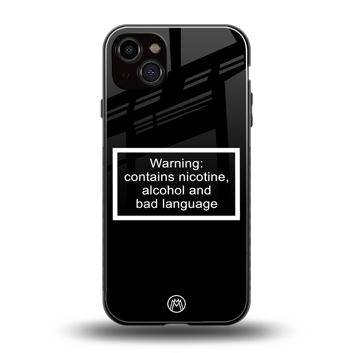 warning sign black edition back phone cover | glass case for iphone 15 plus