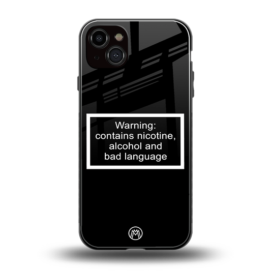 warning sign black edition back phone cover | glass case for iphone 14 plus