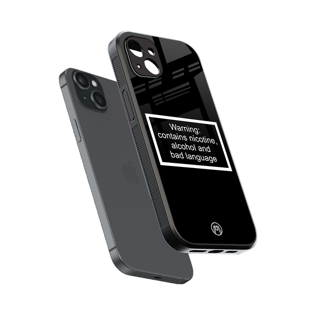 warning sign black edition back phone cover | glass case for iphone 14 plus