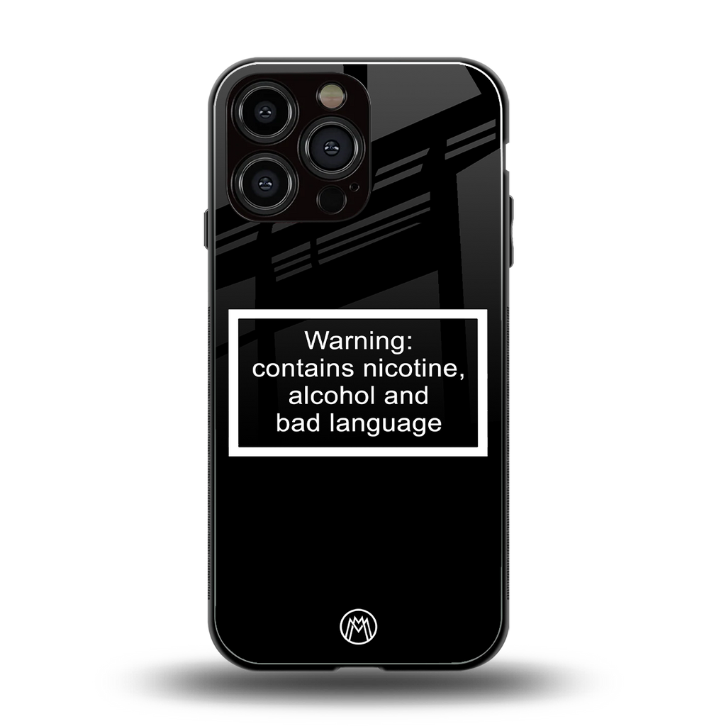 warning sign black edition back phone cover | glass case for iphone 14 pro max
