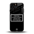 warning sign black edition back phone cover | glass case for iphone 14 pro max