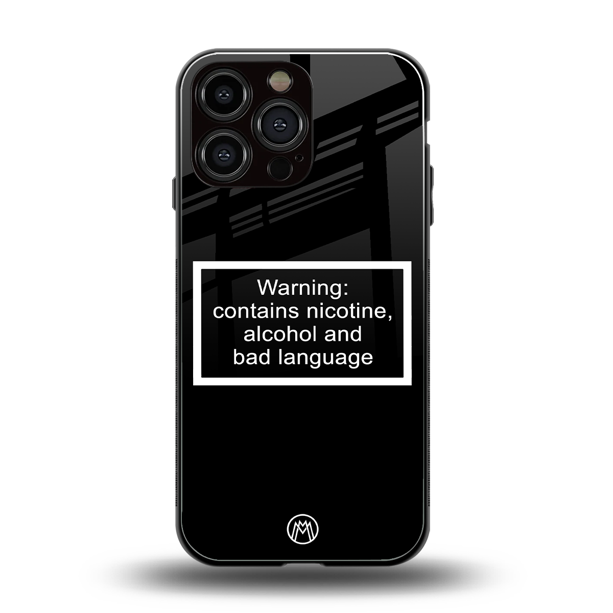 warning sign black edition back phone cover | glass case for iphone 14 pro max