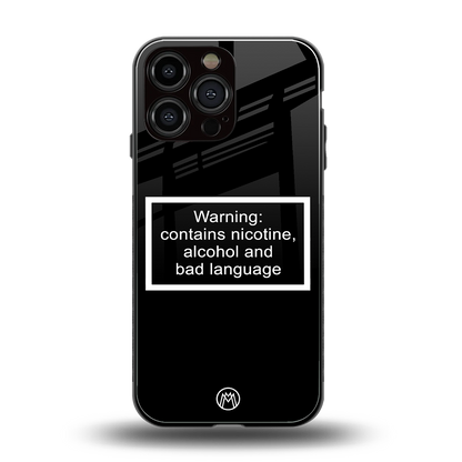 warning sign black edition back phone cover | glass case for iphone 14 pro max