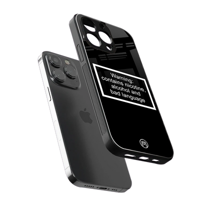 warning sign black edition back phone cover | glass case for iphone 15 pro max