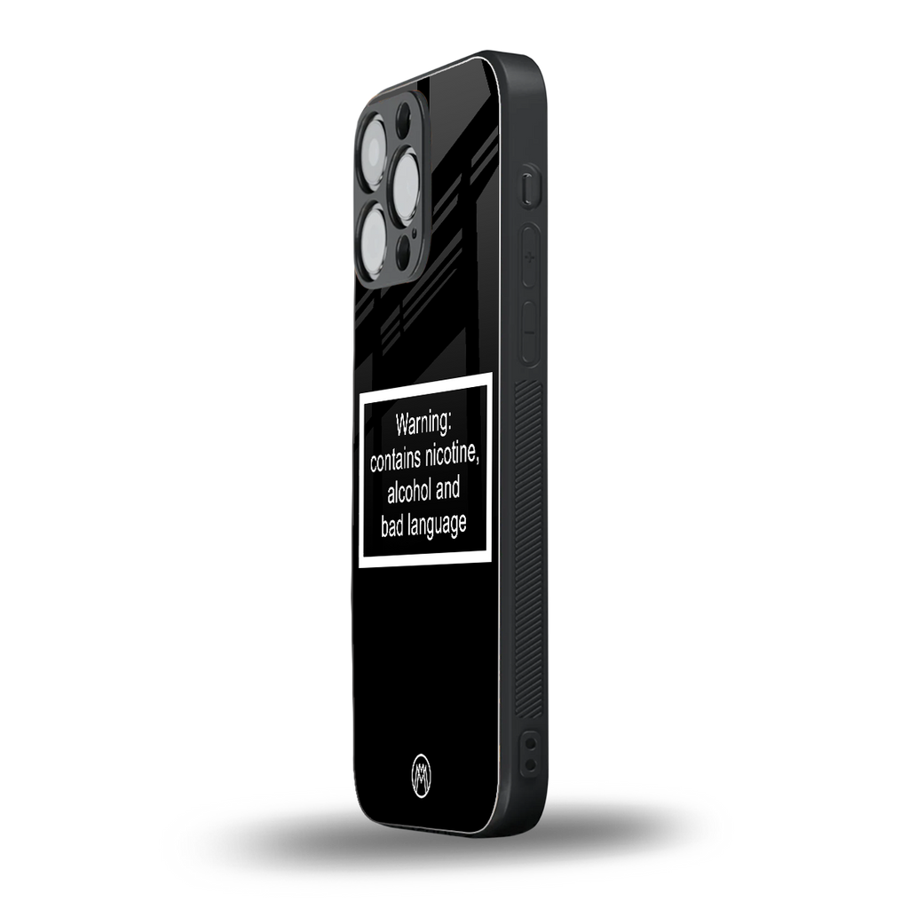 warning sign black edition back phone cover | glass case for iphone 14 pro max