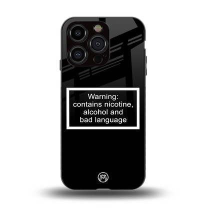 warning sign black edition back phone cover | glass case for iphone 15 pro