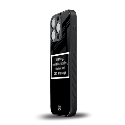warning sign black edition back phone cover | glass case for iphone 15 pro