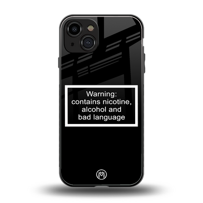 warning sign black edition back phone cover | glass case for iphone 15