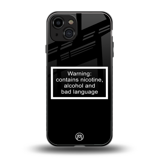 warning sign black edition back phone cover | glass case for iphone 15