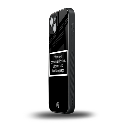 warning sign black edition back phone cover | glass case for iphone 15