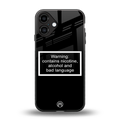 warning sign black edition back phone cover | glass case for iphone 16 plus