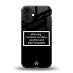 warning sign black edition back phone cover | glass case for iphone 16 plus