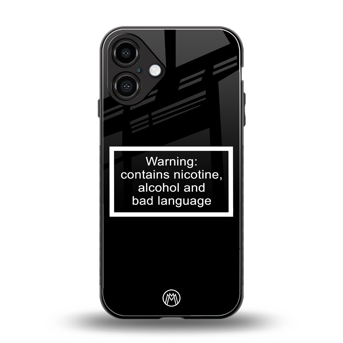 warning sign black edition back phone cover | glass case for iphone 16 plus