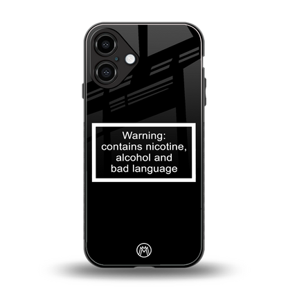 warning sign black edition back phone cover | glass case for iphone 16 plus