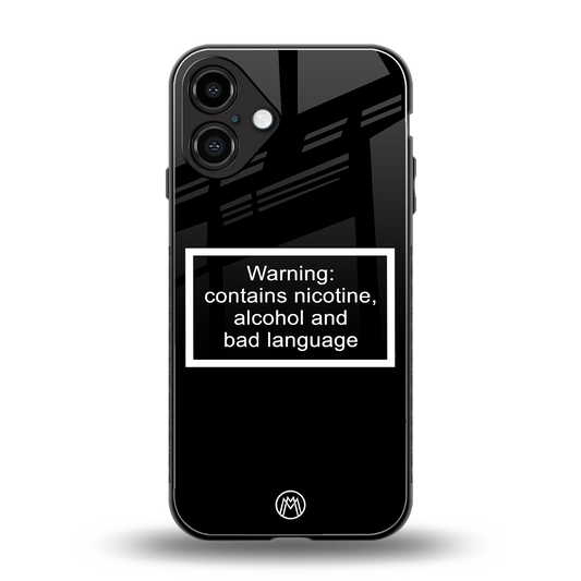 warning sign black edition back phone cover | glass case for iphone 16 plus