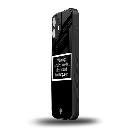 warning sign black edition back phone cover | glass case for iphone 16 plus