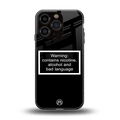 warning sign black edition back phone cover | glass case for iphone 16 pro