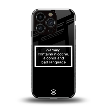 warning sign black edition back phone cover | glass case for iphone 16 pro