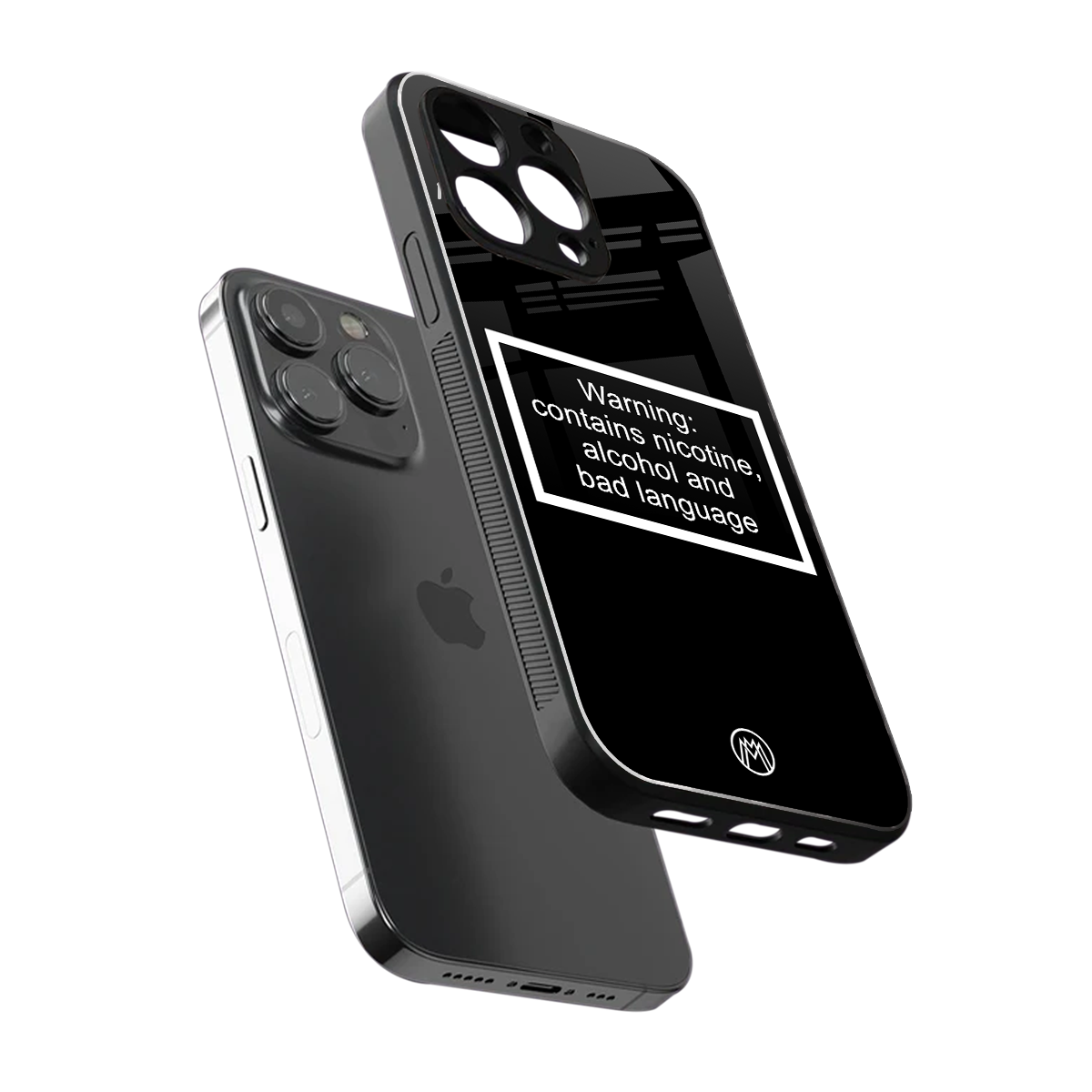 warning sign black edition back phone cover | glass case for iphone 16 pro