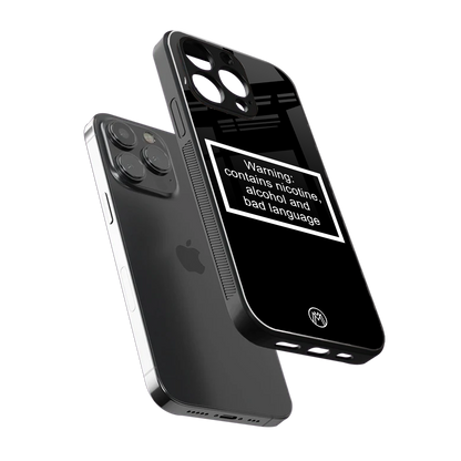 warning sign black edition back phone cover | glass case for iphone 16 pro