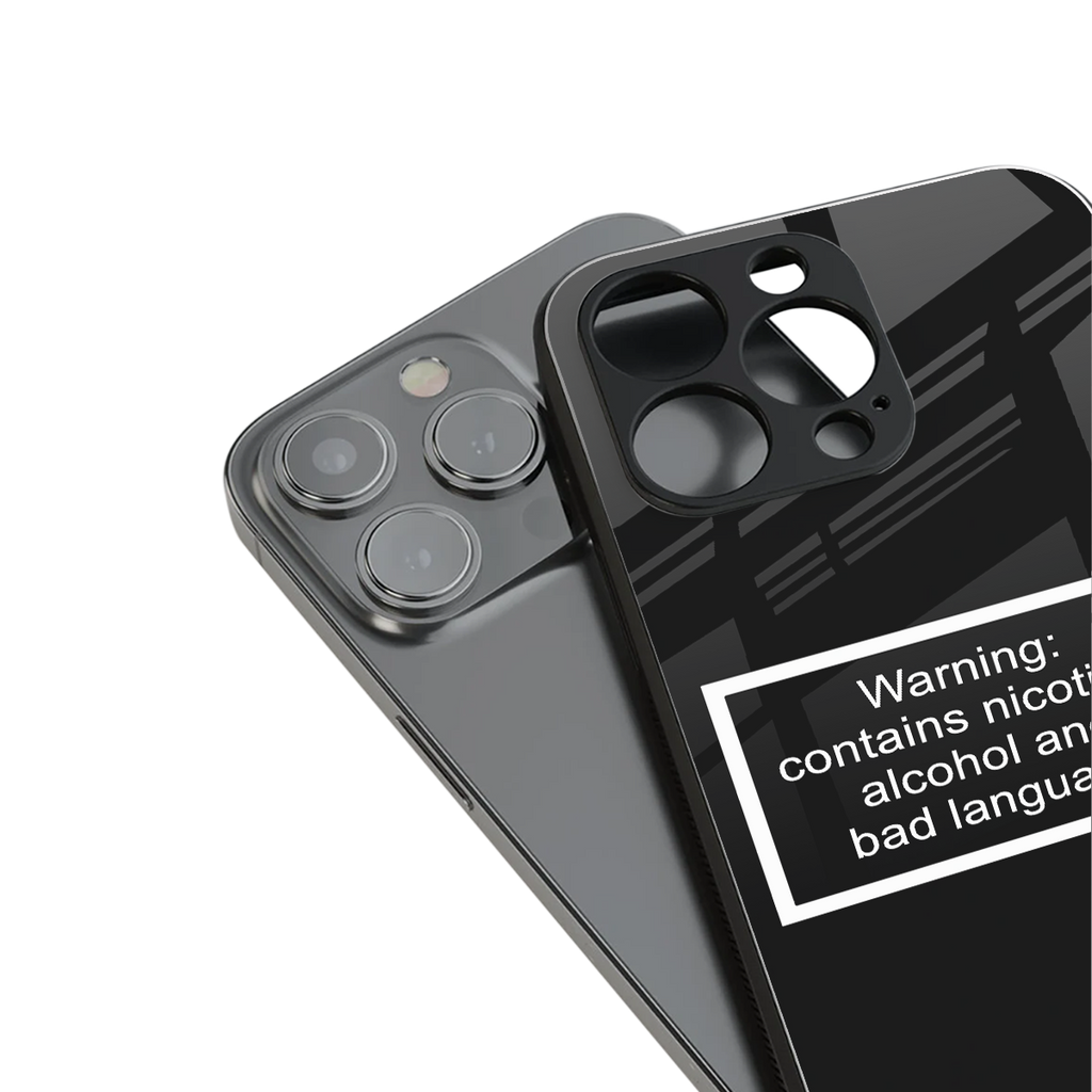 warning sign black edition back phone cover | glass case for iphone 14 pro max