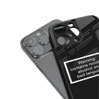 warning sign black edition back phone cover | glass case for iphone 14 pro max