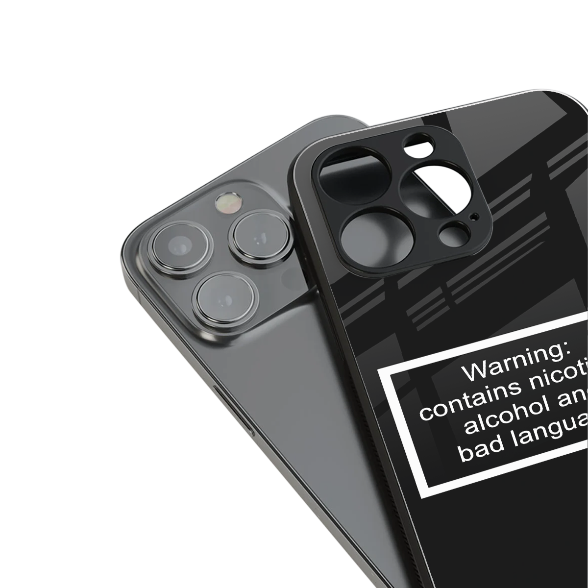 warning sign black edition back phone cover | glass case for iphone 14 pro max