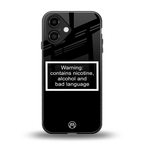 warning sign black edition back phone cover | glass case for iphone 16