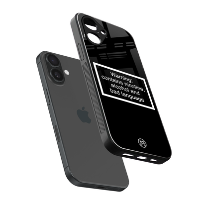 warning sign black edition back phone cover | glass case for iphone 16