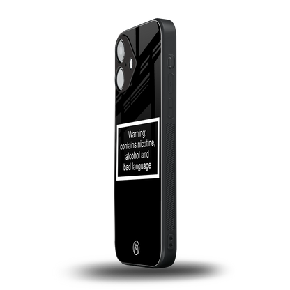 warning sign black edition back phone cover | glass case for iphone 16