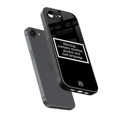 warning sign black edition back phone cover | glass case for iphone 16e