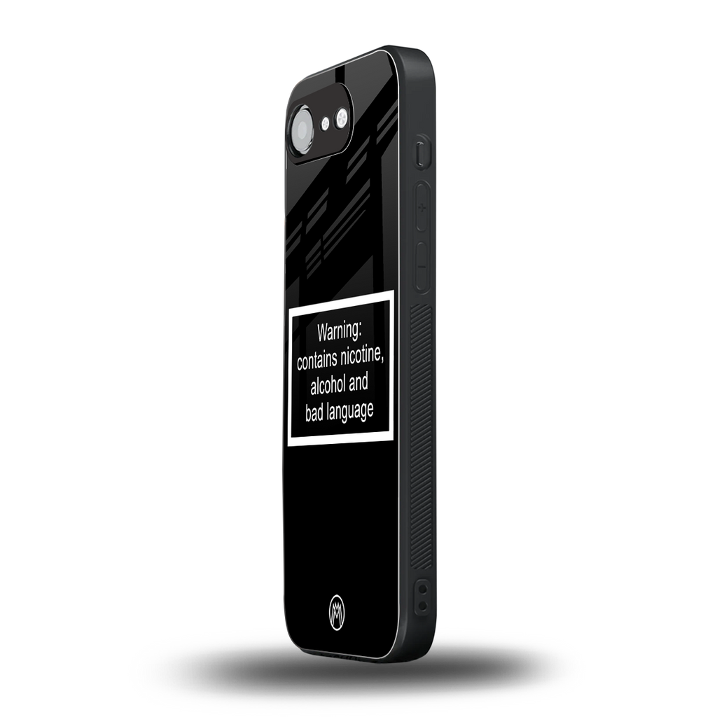 warning sign black edition back phone cover | glass case for iphone 16e