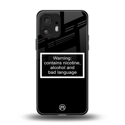 warning sign black edition back phone cover | glass case for nothing phone 2