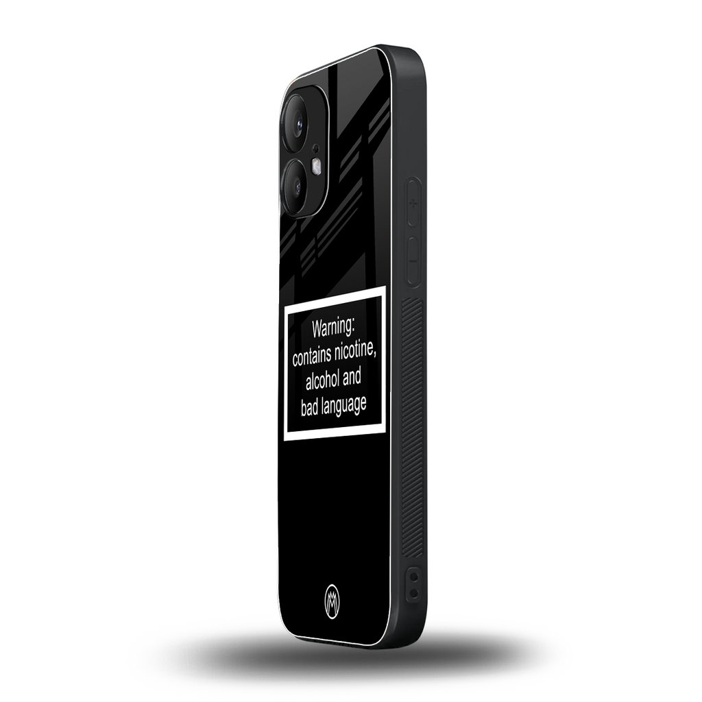 warning sign black edition back phone cover | glass case for nothing phone 2