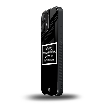 warning sign black edition back phone cover | glass case for nothing phone 2