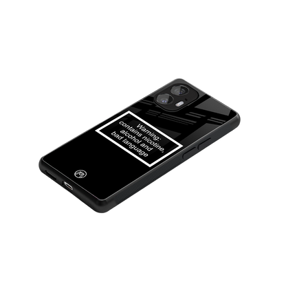 warning sign black edition back phone cover | glass case for nothing phone 2