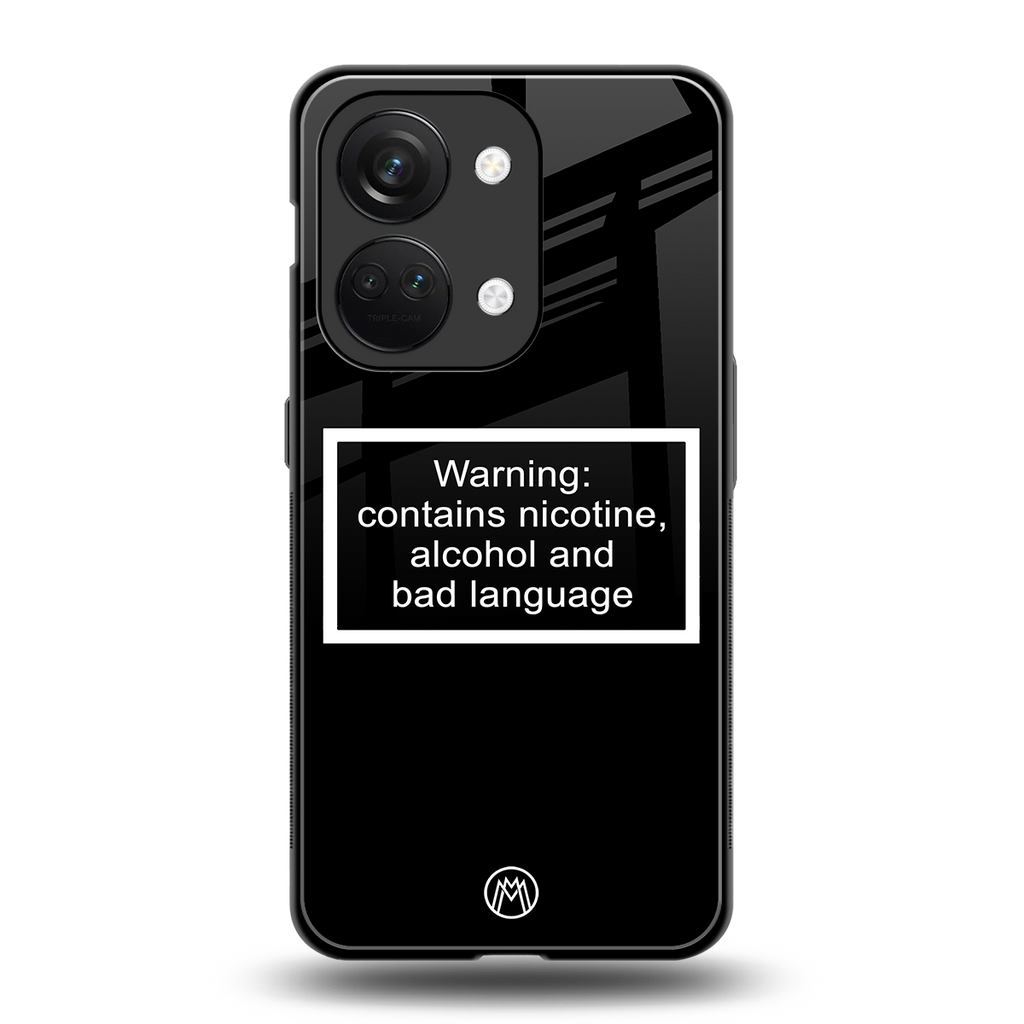 warning sign black edition back phone cover | glass case for oneplus nord 3