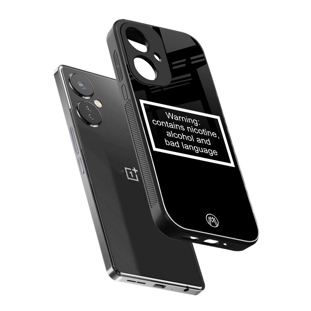 warning sign black edition back phone cover | glass case for oneplus nord ce 3