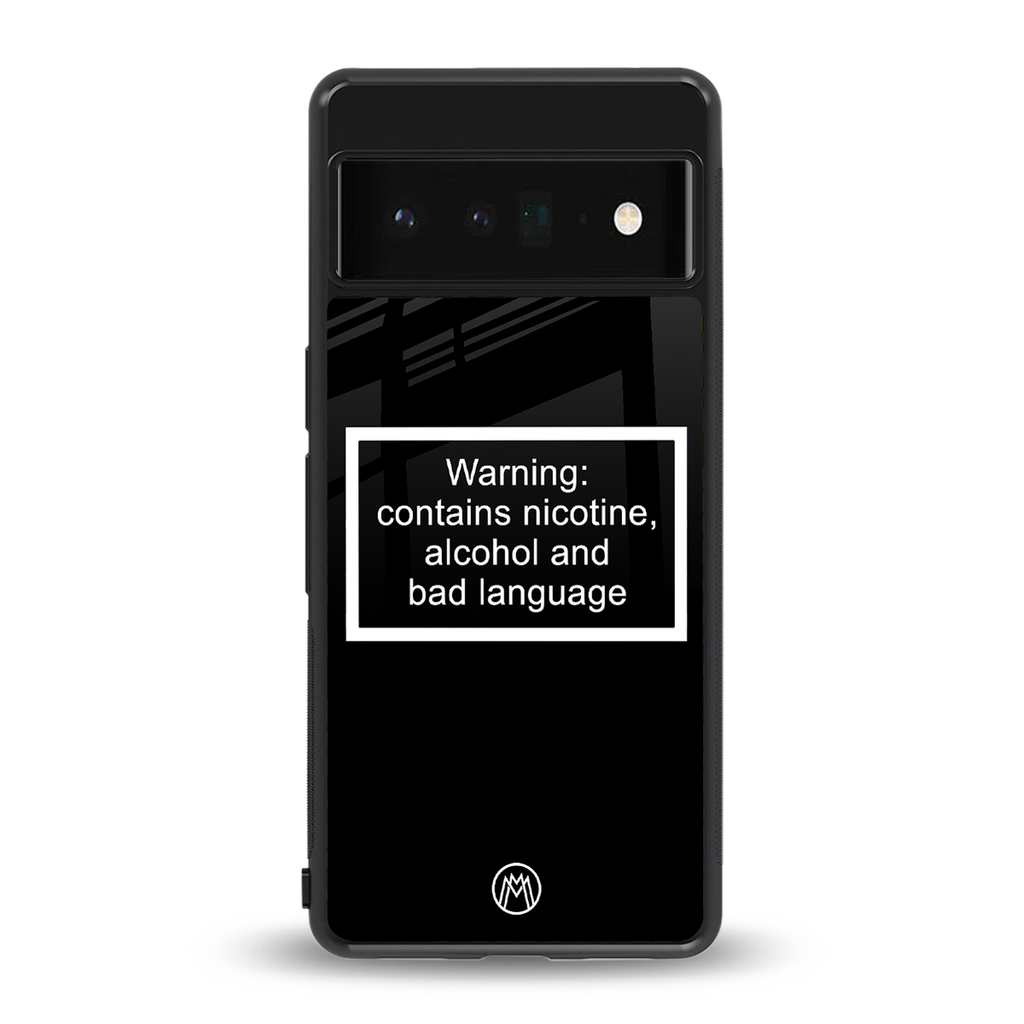 warning sign black edition back phone cover | glass case for google pixel 6 pro