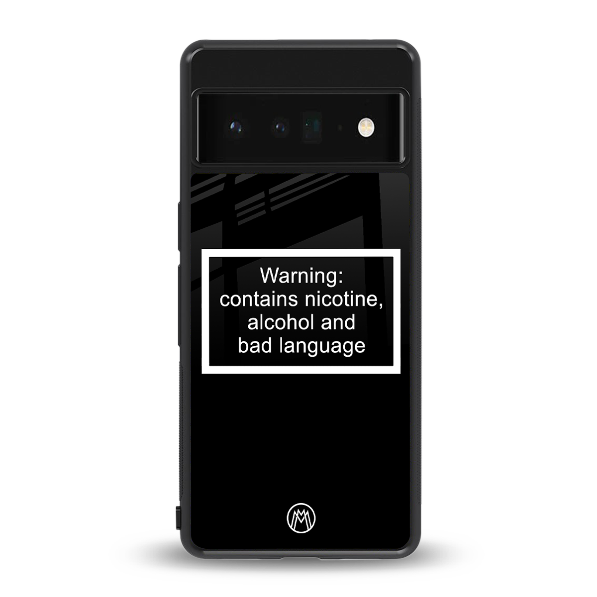 warning sign black edition back phone cover | glass case for google pixel 6 pro