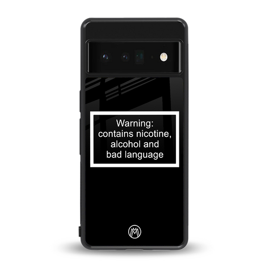 warning sign black edition back phone cover | glass case for google pixel 6 pro