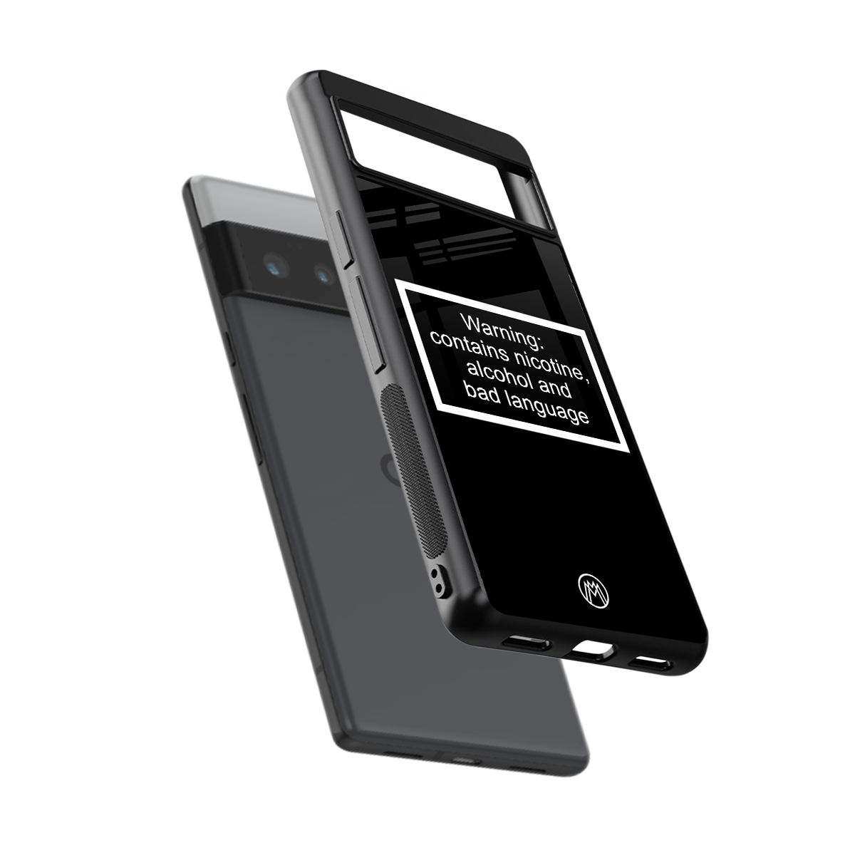 warning sign black edition back phone cover | glass case for google pixel 6 pro