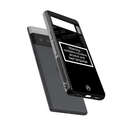 warning sign black edition back phone cover | glass case for google pixel 6 pro