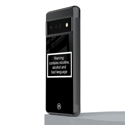 warning sign black edition back phone cover | glass case for google pixel 6 pro