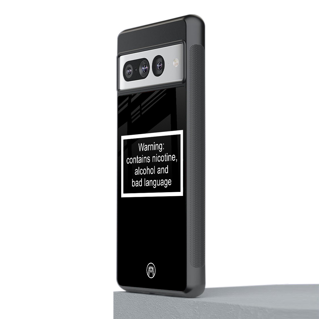 warning sign black edition back phone cover | glass case for google pixel 7 pro