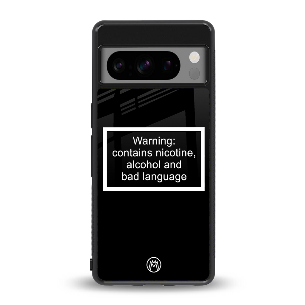 warning sign black edition back phone cover | glass case for google pixel 8 pro